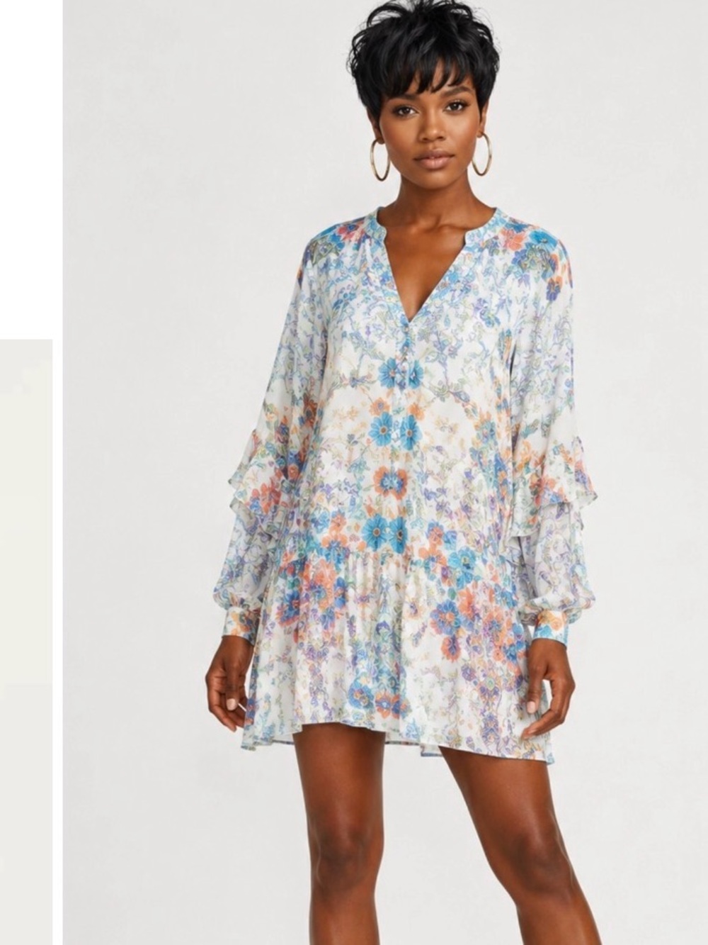 Hale Bob Multicolor Floral Paisley Tunic Dress - Blue, Orange, Red
